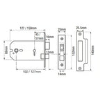 G5011/G5012 Horizontal Non British Standard 5 Lever Mortice Sashlock