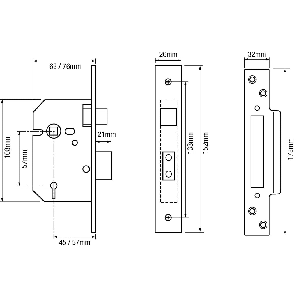 G5050 British Standard 5 Lever Mortice Sashlock