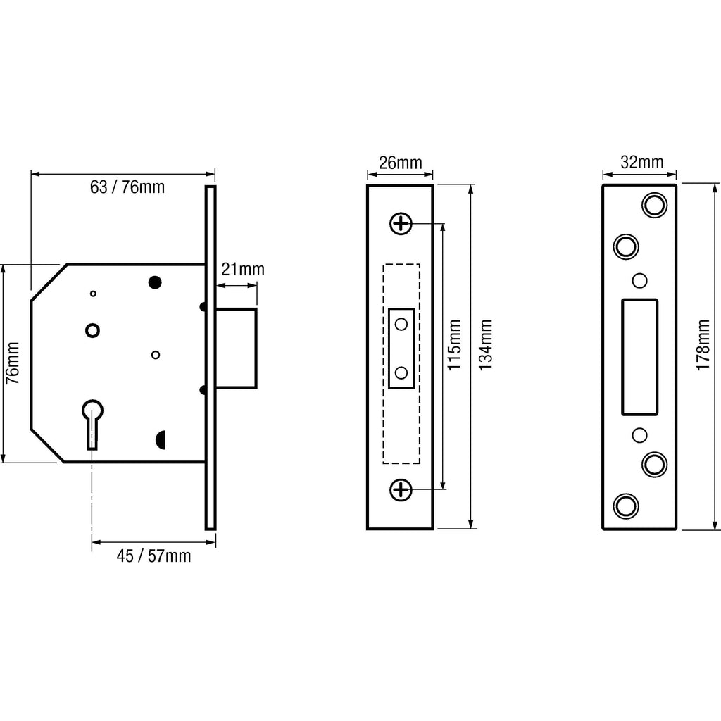 G5054 British Standard 5 Lever Mortice Deadlock