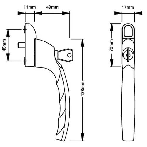 Connoisseur Inline Locking Espag UPVC Window Handles