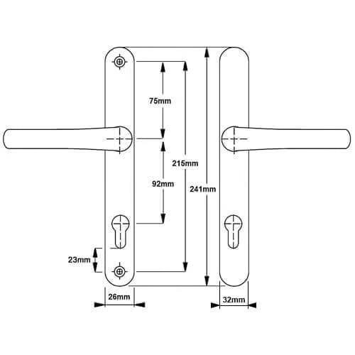 Tokyo Lever Lever UPVC Multipoint Door Handles - 92mm PZ Sprung 215mm Screw Centres