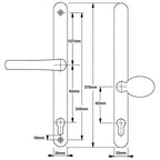 London Lever Moveable Pad UPVC Multipoint Door Handles - 92mm/62mm PZ Sprung 240mm Screw Centres