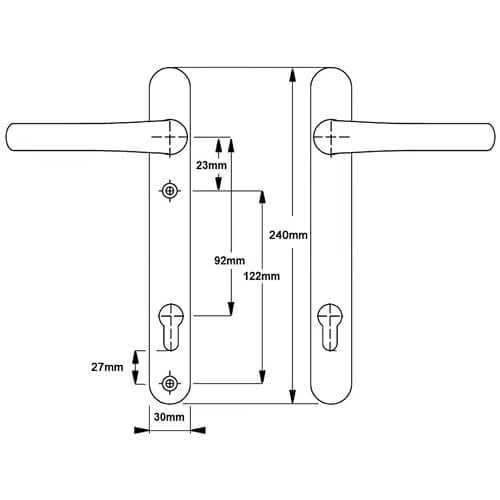 Atlanta Lever Lever UPVC Multipoint Door Handles - 92mm PZ Sprung 122mm Screw Centres