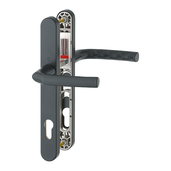 Birmingham Handle Set on Narrow Backplate for Profile Doors