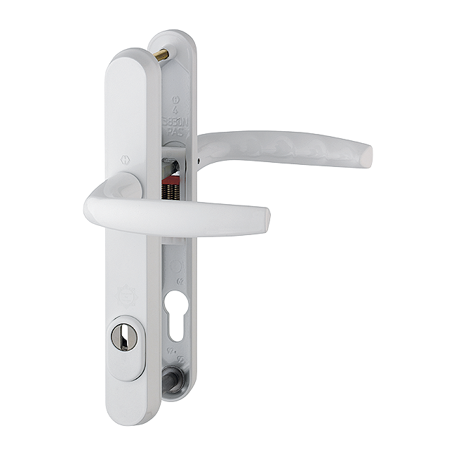 Aluminium Security Handle Set on Narrow Backplate With Cylinder Cover for Profile Doors