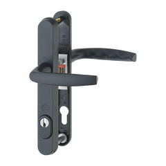 Aluminium Security Handle Set on Narrow Backplate With Cylinder Cover for Profile Doors