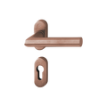 Stainless Steel Handle Set on Rose With Escutcheons