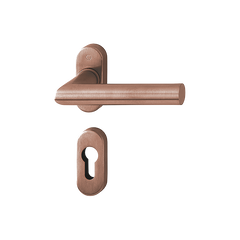 Stainless Steel Handle Set on Rose With Escutcheons