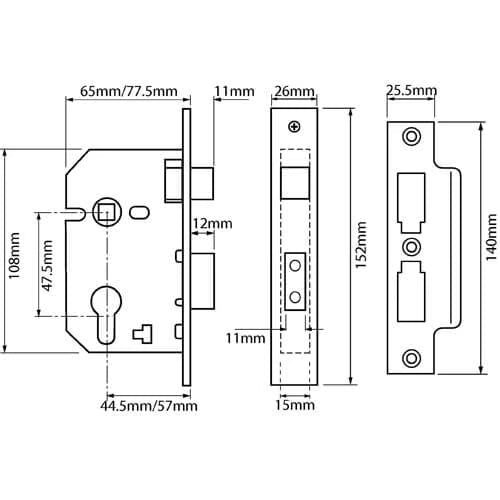 L2249 Euro Mortice Sashlock