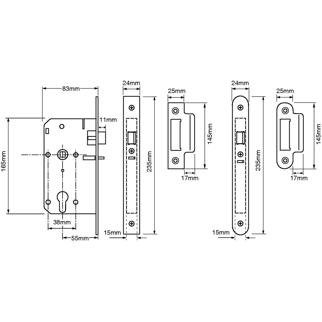 L2C25 Euro Deadlocking Mortice Nightlatch