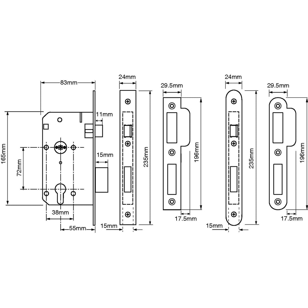 L2C26 Euro Escape Mortice Sashlock