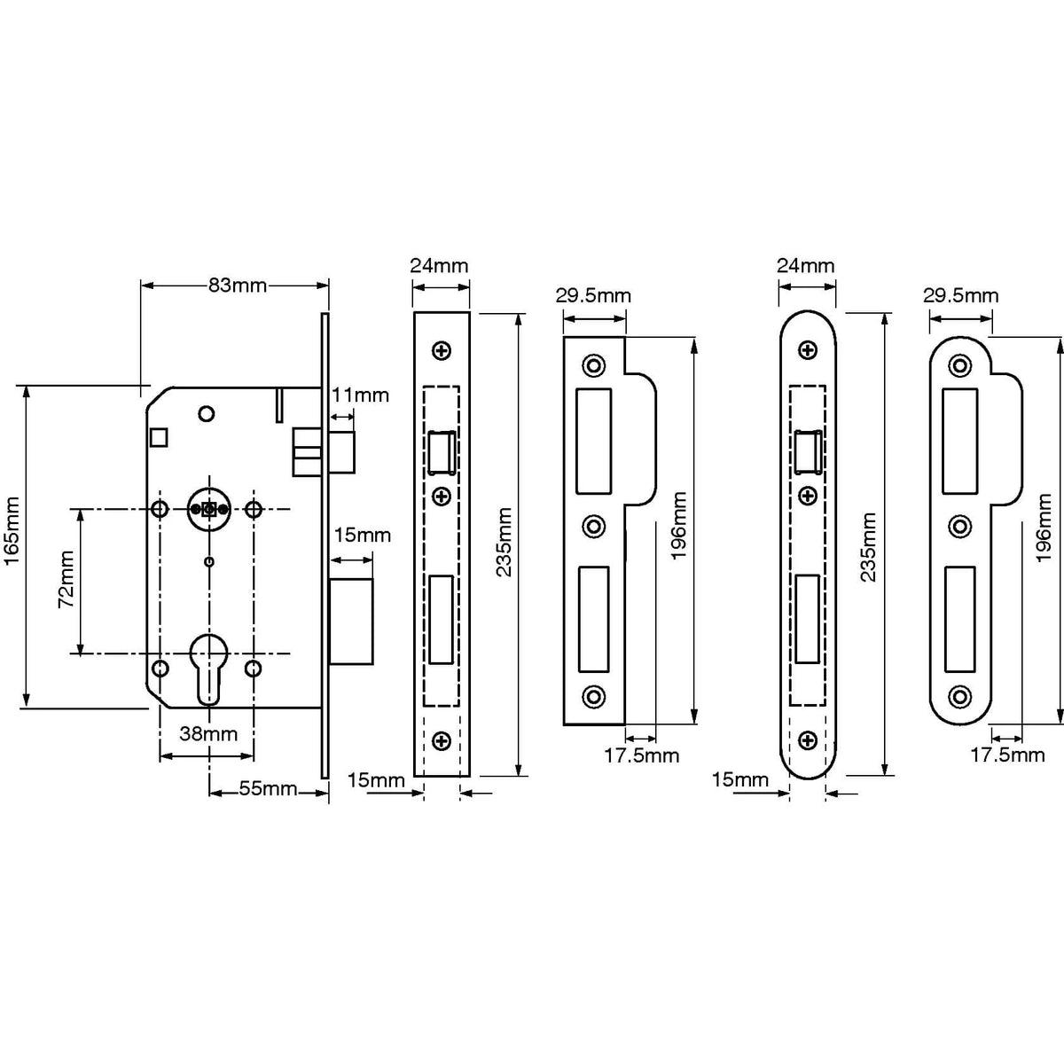 L2C26 Euro Escape Mortice Sashlock