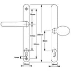 Lever Moveable Pad UPVC Multipoint Door Handles - 117mm/86mm PZ Sprung 237mm Screw Centres