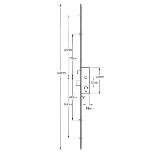 Latch Deadbolt 4 Mushrooms Lift Lever Multipoint Door Lock