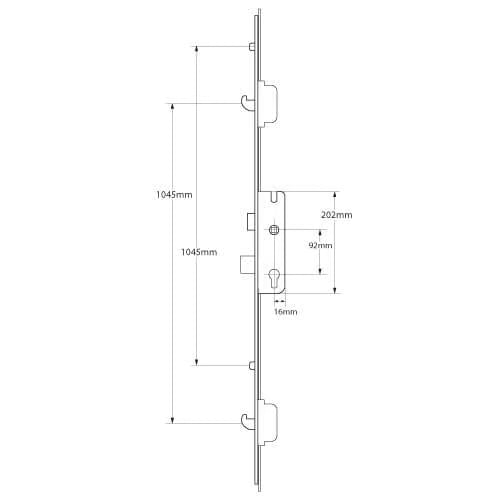C-TS Latch Deadbolt 2 Rollers 2 Hooks Multipoint Door Lock - Master French Door Lock Section