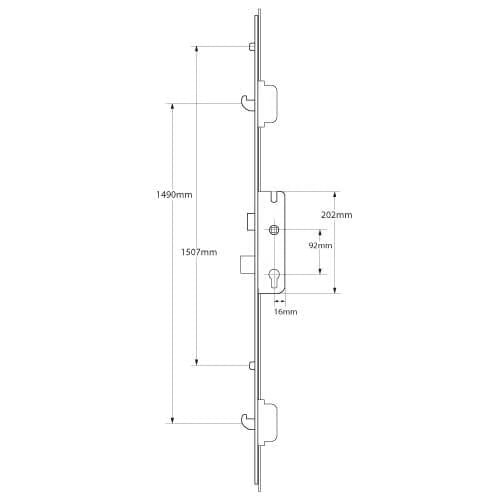 C-TS Latch Deadbolt 2 Rollers 2 Hooks Split Spindle Multipoint Door Lock