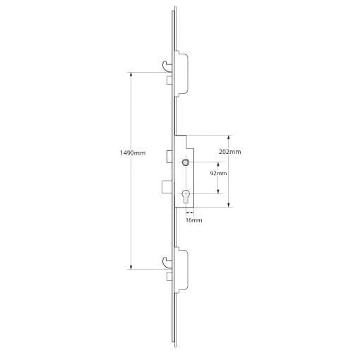 A-TS Latch Deadbolt 2 Hooks Automatic Locking Multipoint Door Lock