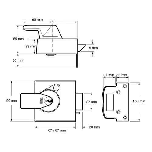 PBS1 BS3621: 2007 High Security Nightlatch