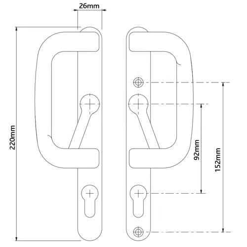 Bombardier Handle Set for Patio Doors