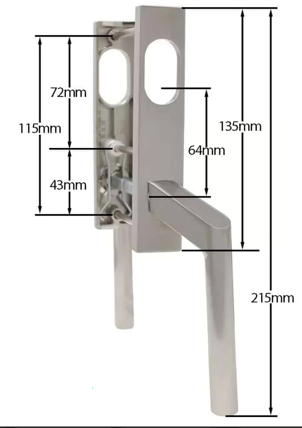 Duty Bifold Door Handle With Swedish Oval Cylinder Escutcheon