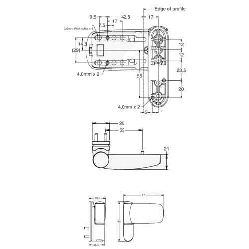 Triad 3D Flag Hinge for Sculptured or Chamfered Profiled UPVC Doors