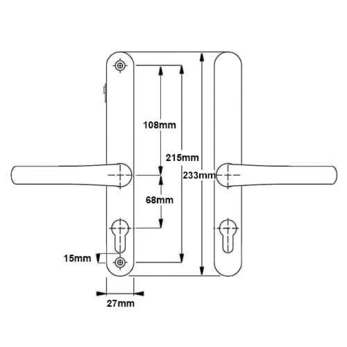 Fullex Lever Lever UPVC Multipoint Door Handles - With Snib 68mm PZ Sprung 215mm Screw Centres