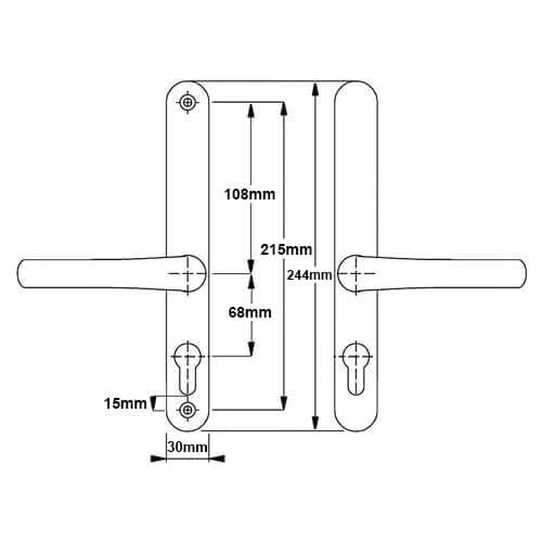 Fullex Lever Lever UPVC Multipoint Door Handles - 68mm PZ Sprung 215mm Screw Centres