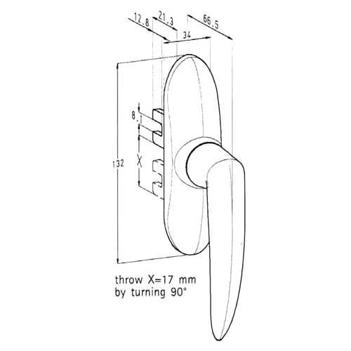 Non-Locking Fork Drive Window Handle