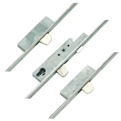 Latch 3 Drop Bolts Key Wind Operated Multipoint Door Lock - U-Rail 22mm Faceplate