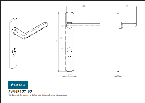 316 Narrow Plate Straight Lever