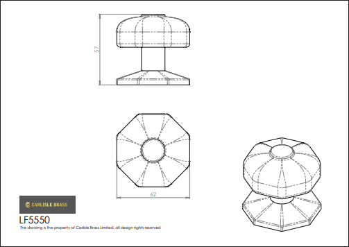 Octagonal Centre Door Knob