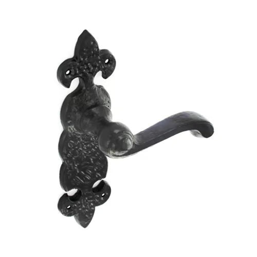 Antique Black Scroll Lever On Plate Furniture