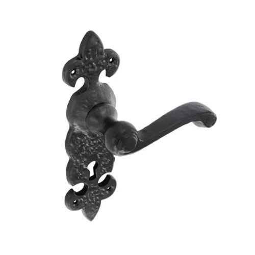 Antique Black Scroll Lever On Plate Furniture