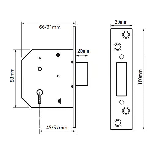 British Standard 5 Lever Mortice Deadlock
