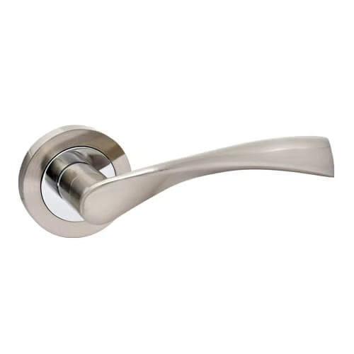 Bravo Lever Handles on Round Rose Door Furniture