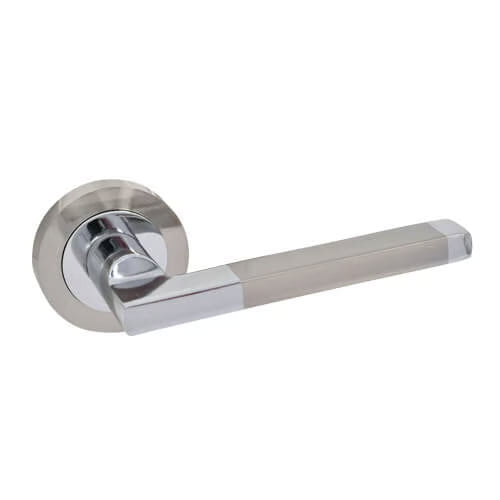 Foxtrot Lever Handle on Round Rose Door Furniture