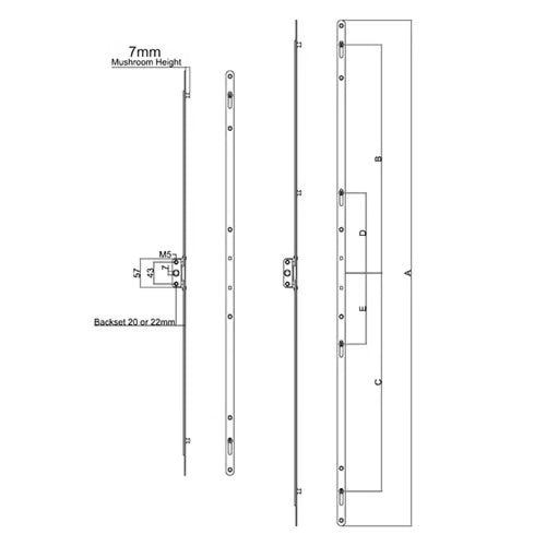 Inline Espags 20mm Backset