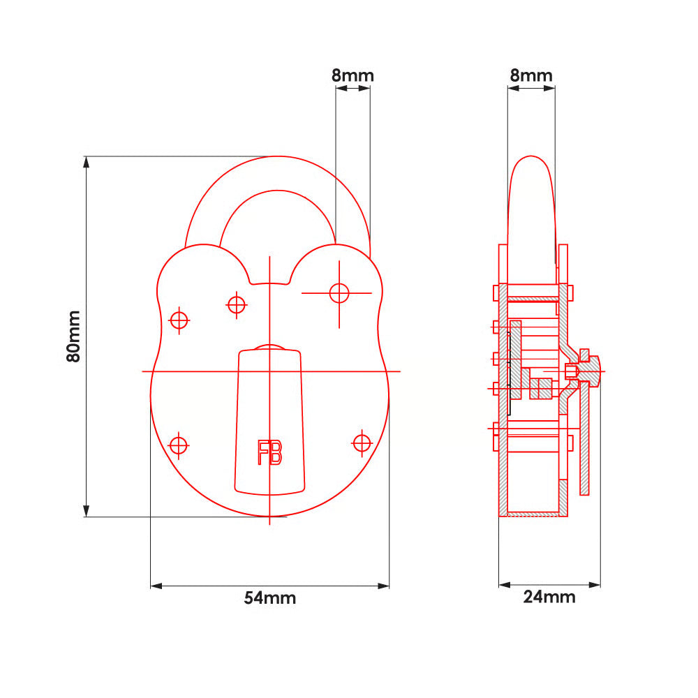 Fire Brigade FB1 Open Shackle Galvanised Padlock