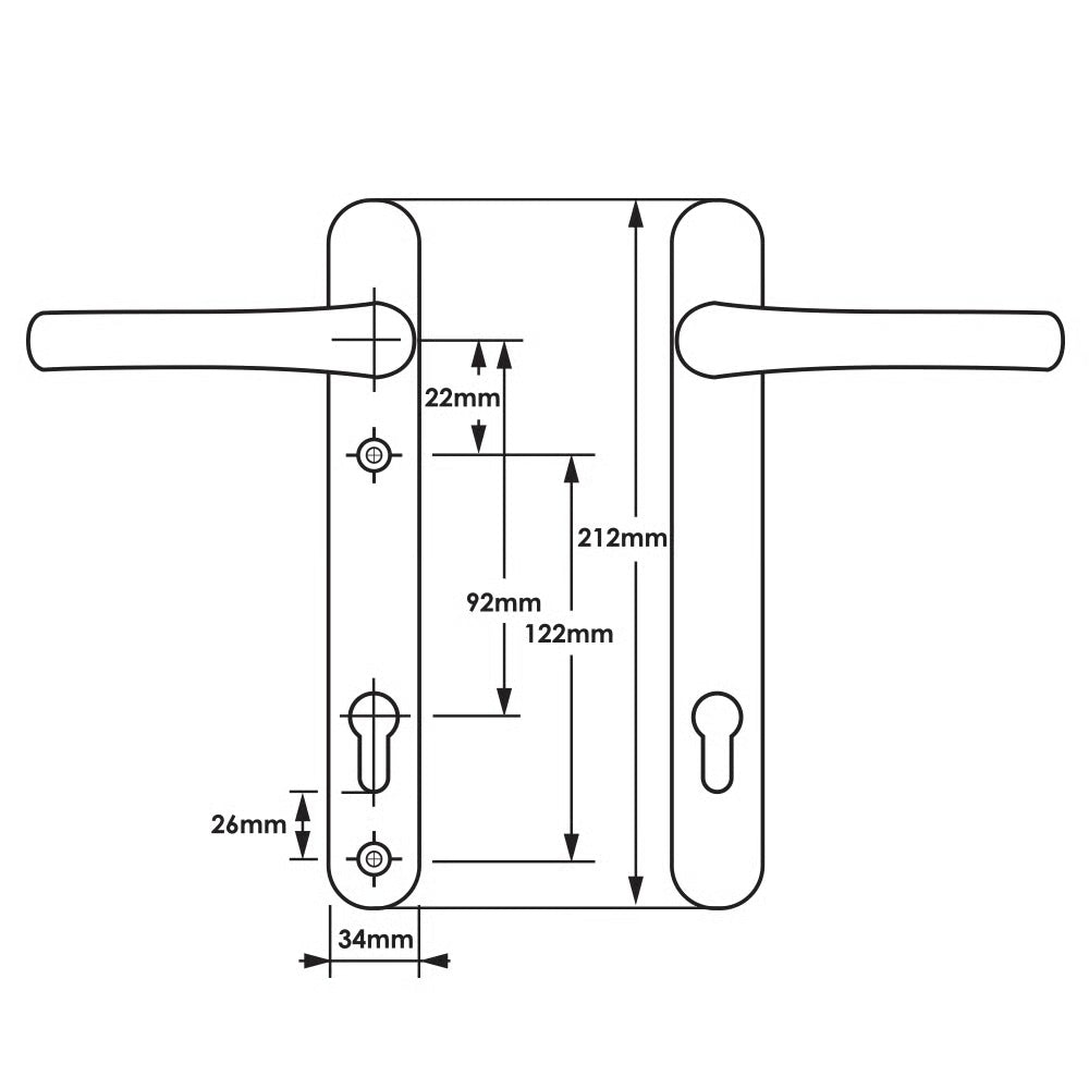 Lever Lever UPVC Multipoint Door Handles - 92mm PZ Sprung 122mm Screw Centres