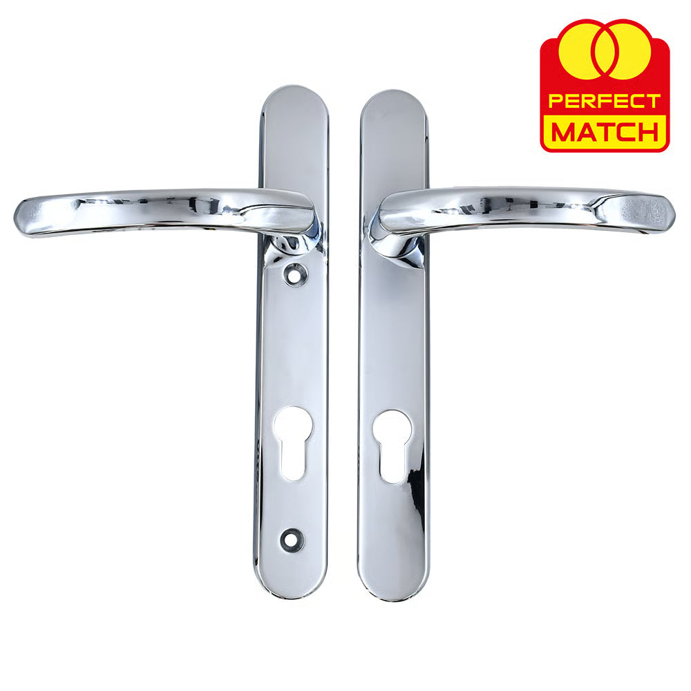 Lever Lever UPVC Multipoint Door Handles - 92mm PZ Sprung 122mm Screw Centres - Long Backplate