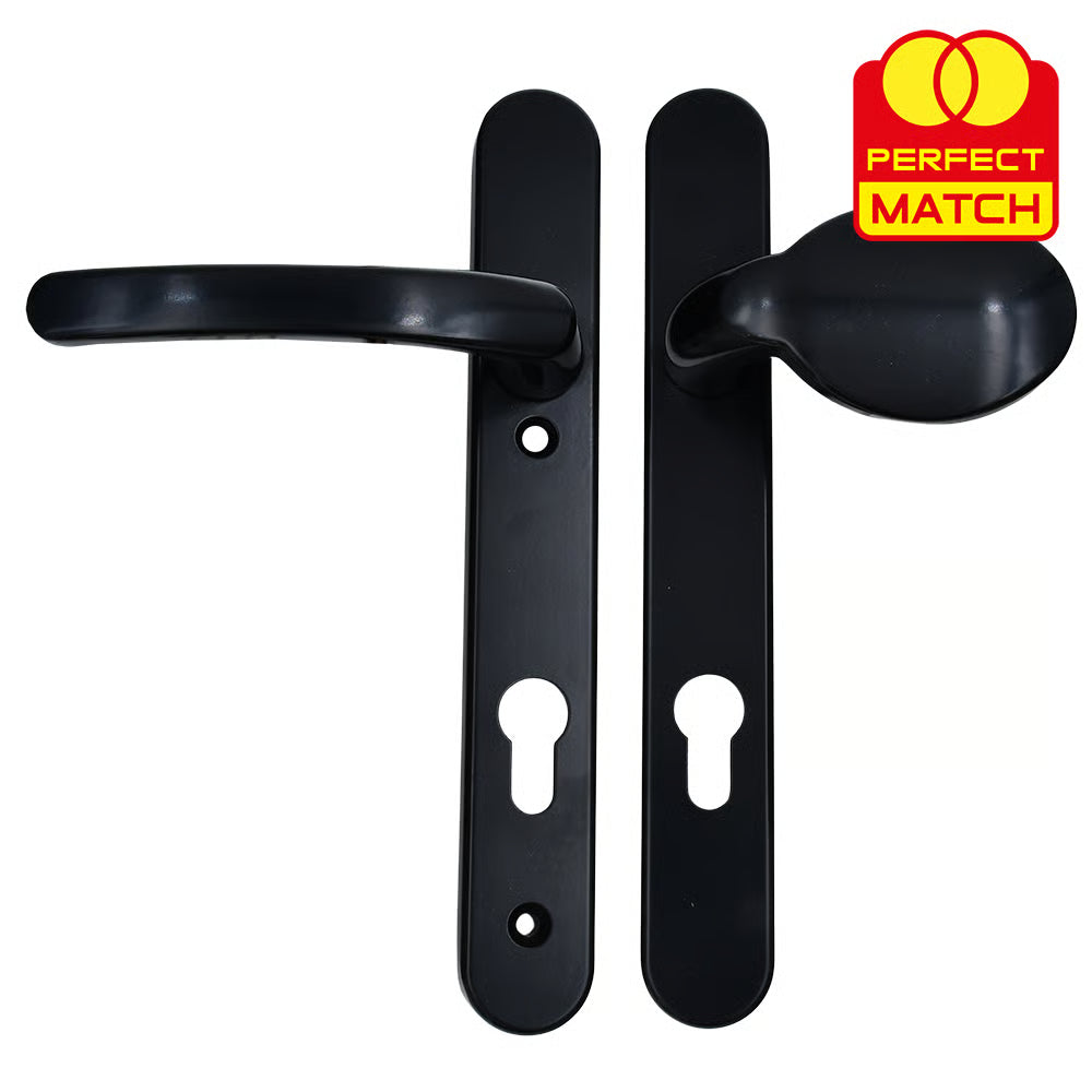 Lever Moveable Pad UPVC Multipoint Door Handles - 92mm PZ Sprung 122mm Screw Centres - Long Backplate