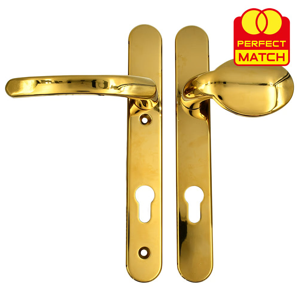 Lever Moveable Pad UPVC Multipoint Door Handles - 92mm PZ Sprung 122mm Screw Centres - Long Backplate