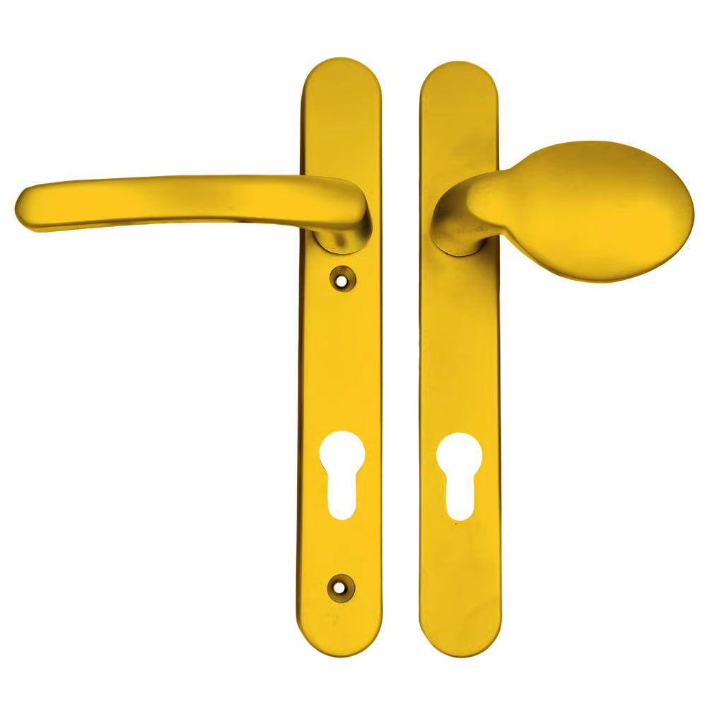 Lever Moveable Pad UPVC Multipoint Door Handles - 92mm PZ Sprung 122mm Screw Centres - Long Backplate