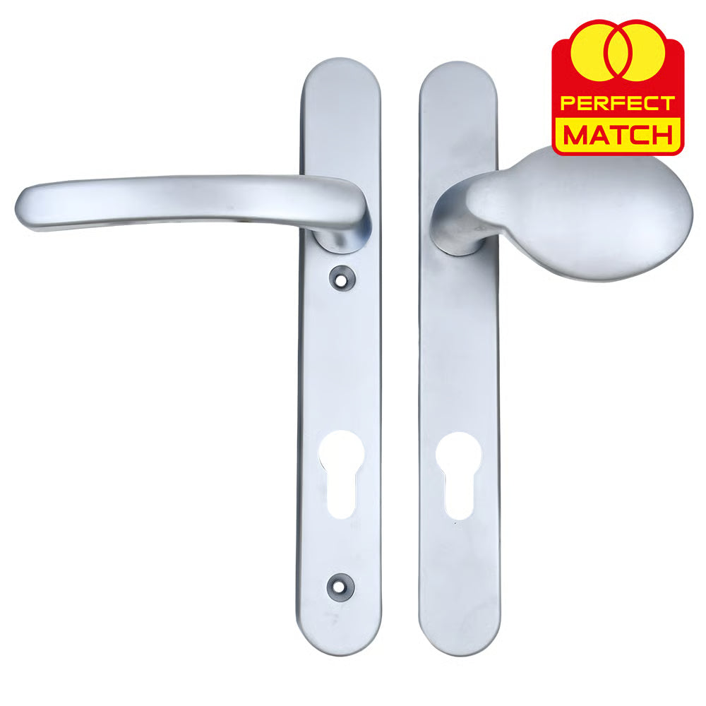 Lever Moveable Pad UPVC Multipoint Door Handles - 92mm PZ Sprung 122mm Screw Centres - Long Backplate