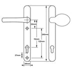 Lever Moveable Pad UPVC Multipoint Door Handles - 92mm PZ Sprung 122mm Screw Centres - Long Backplate