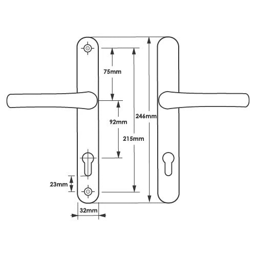 Lever Lever UPVC Multipoint Door Handles - 92mm PZ Sprung 215mm Screw Centres