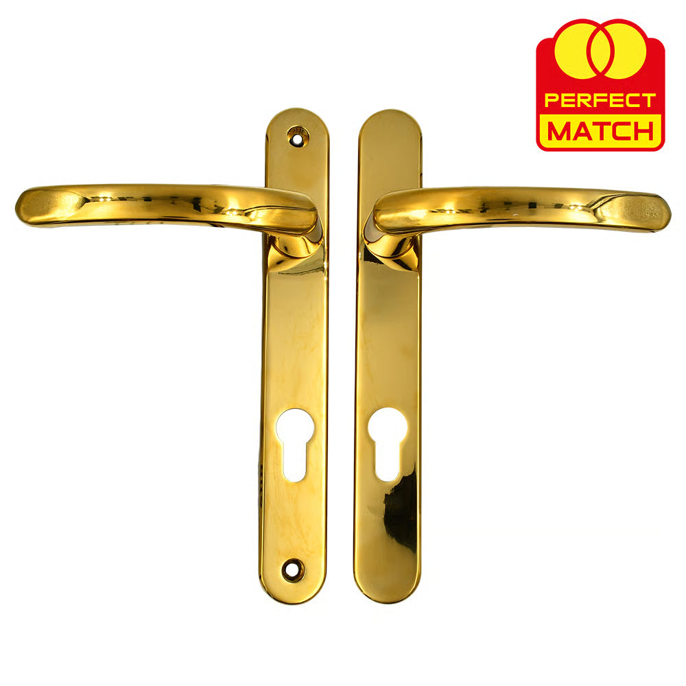 Lever Lever UPVC Multipoint Door Handles - 92mm PZ - Sprung - 203mm Screw Centres - 232mm Backplate