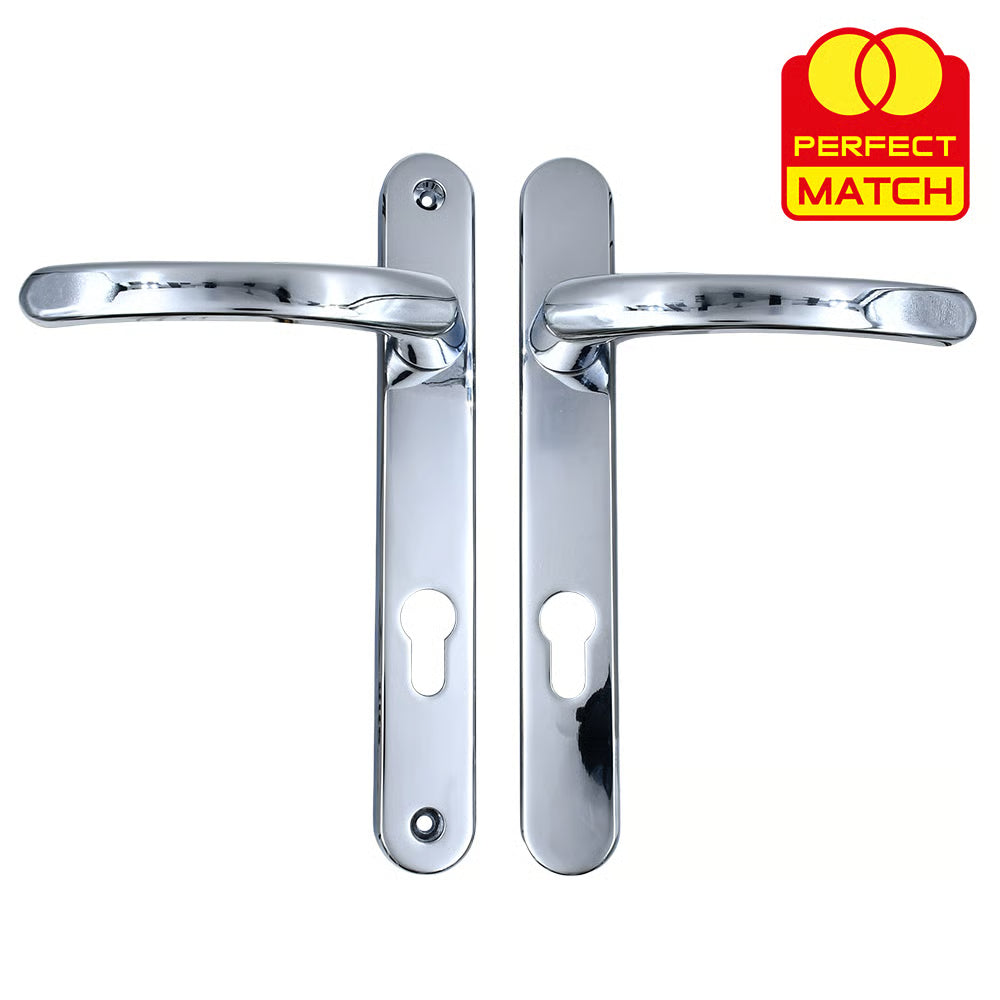 Lever Lever UPVC Multipoint Door Handles - 92mm PZ - Sprung - 203mm Screw Centres - 232mm Backplate