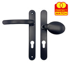 Lever Moveable Pad Offset UPVC Multipoint Door Handles - 92/70mm PZ - Sprung - 203mm Screw Centres
