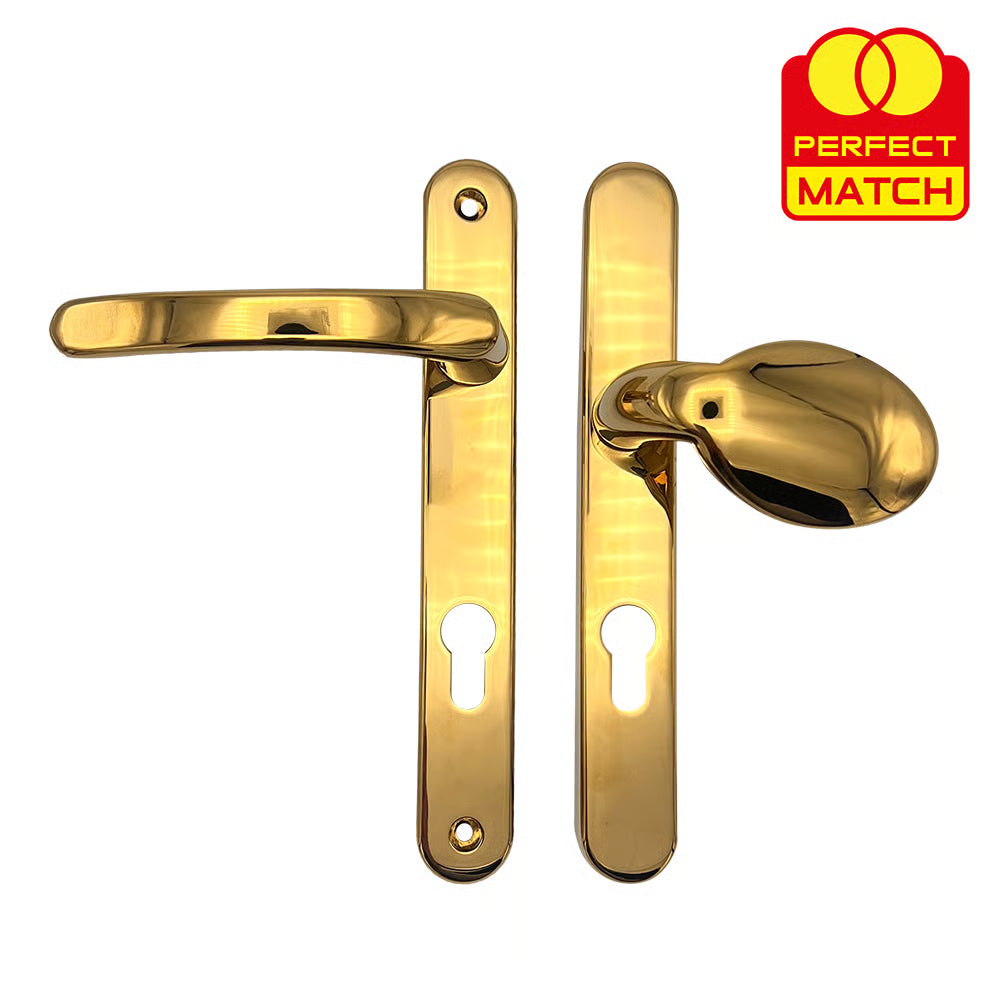 Lever Moveable Pad Offset UPVC Multipoint Door Handles - 92/70mm PZ - Sprung - 203mm Screw Centres